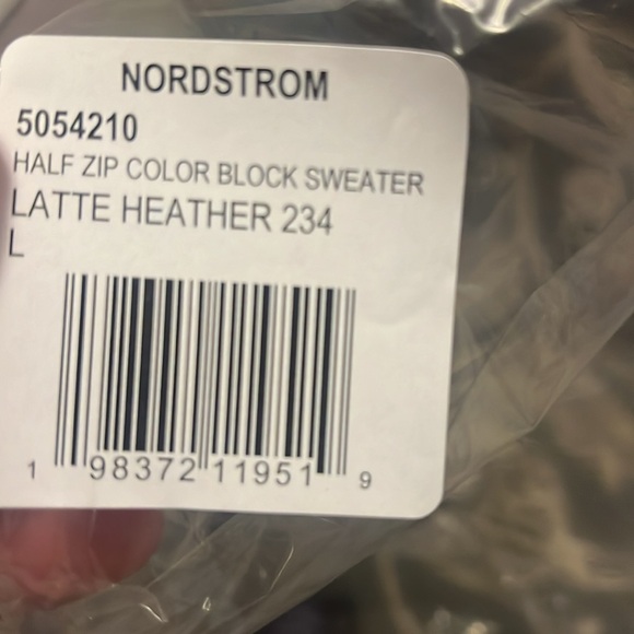 NWT | Nordstrom | L | Half zip colorbock sweater | latte heather - Picture 10 of 10